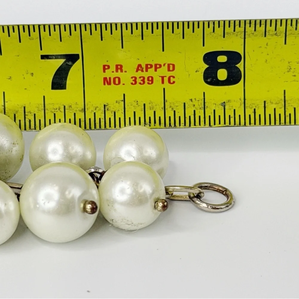 J Crew Faux Pearl and Rhinestone Cluster Dangle Bracelet 8 Inch w Dust Bag